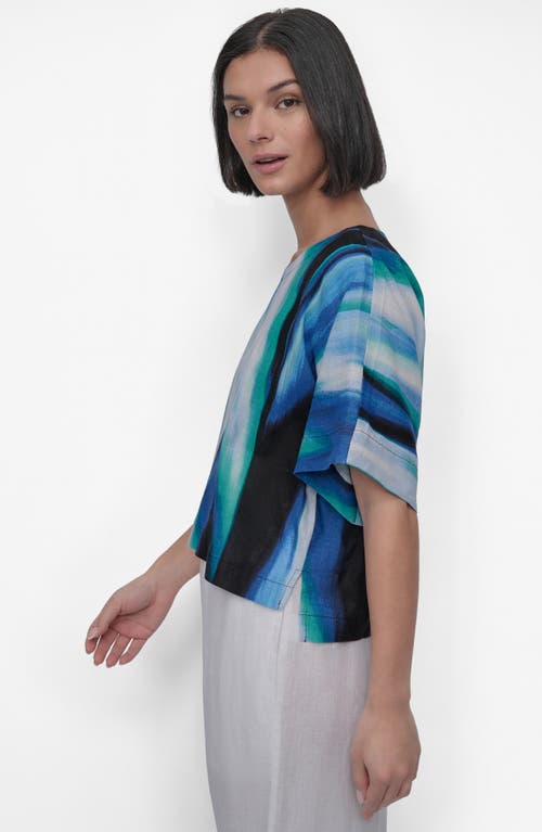 Dkny Abstract Print Linen Top In Caribbean