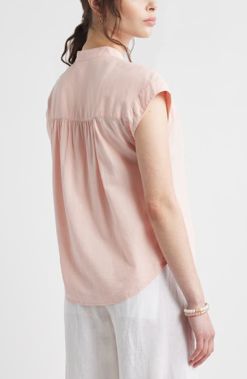 CASLONR CASLON(R) EASY CAP SLEEVE LINEN BLEND BUTTON-UP SHIRT 