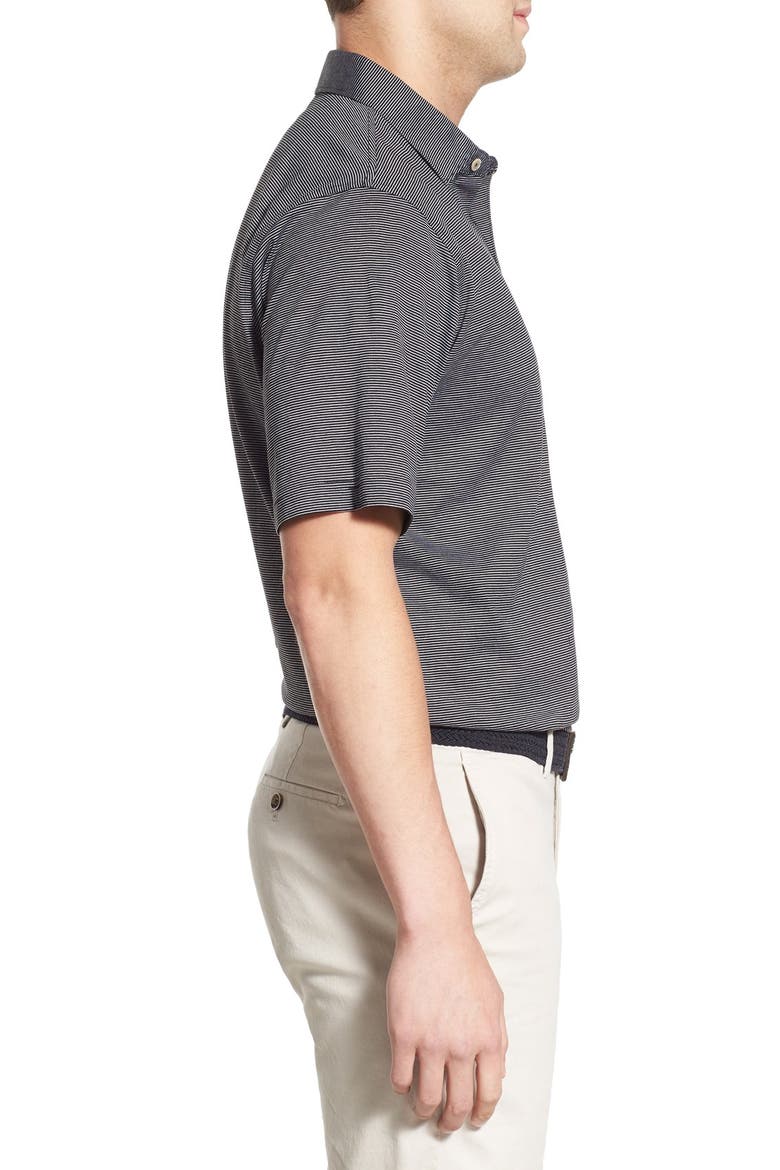 'Finch's Stripe' Egyptian Cotton Lisle Polo, Alternate, color, BLACK