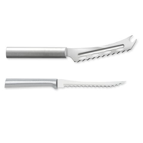 Cutlery 5.25-Inch Cheese Knife & 5-Inch Tomato Slicer, Stainless Steel Serrated Blades