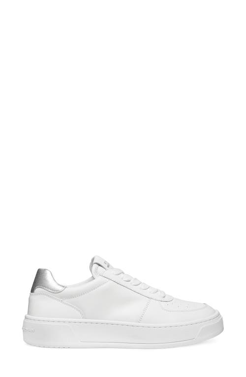 Stuart Weitzman Courtside Sneaker In White/silver Leather