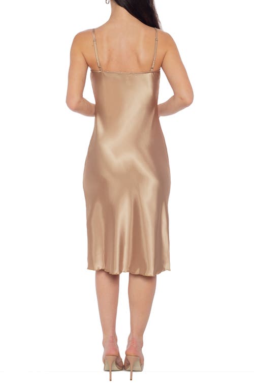 BEBE BEBE SATIN COWL NECK MIDI DRESS