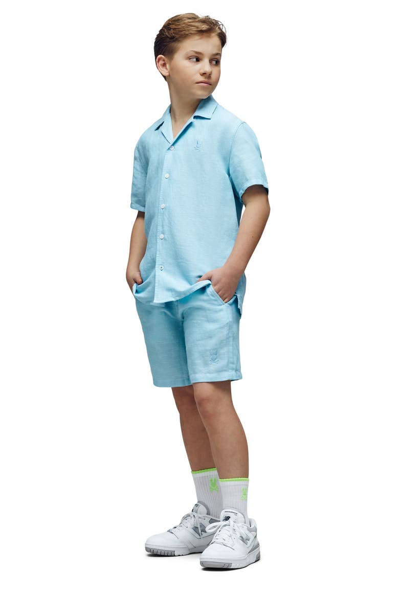 Kids' Windcrest Linen & Cotton Blend Shorts, Alternate, color, MILKY BLUE