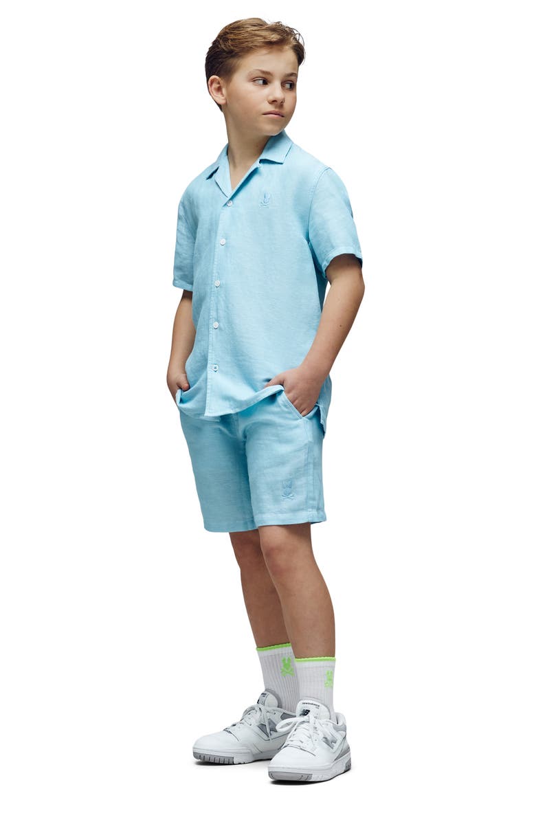 Psycho Bunny Kids' Windcrest Linen & Cotton Blend Shorts, Alternate, color, Milky Blue