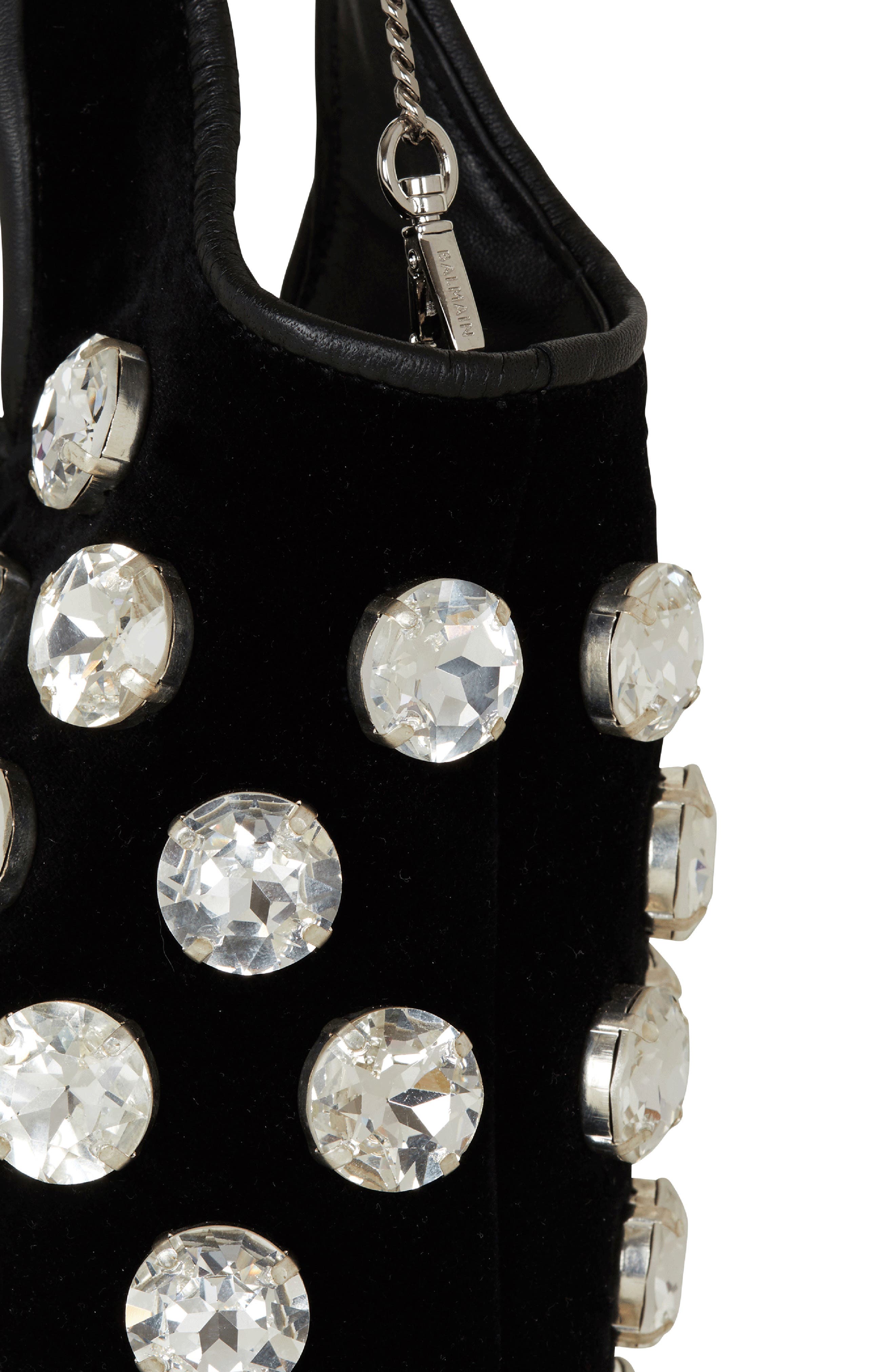 Balmain Small B-Army Crystal Embellished Shopper Tote, Alternate, color, 