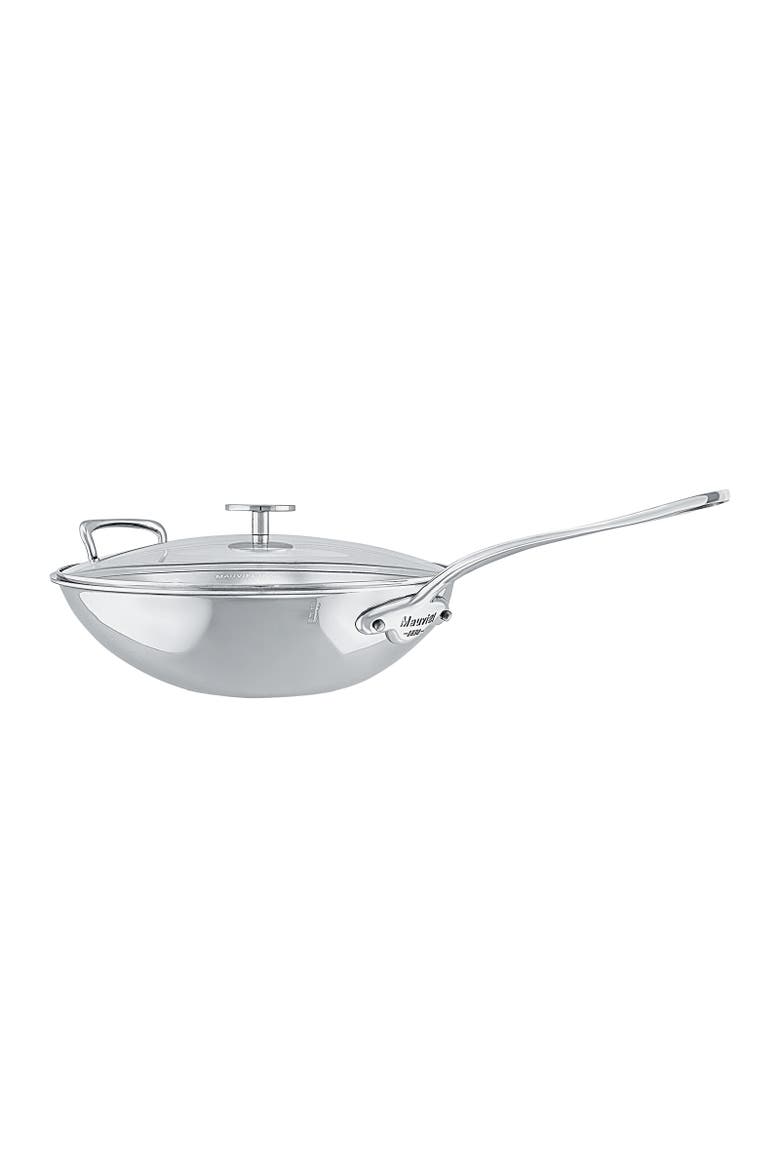 M'Cook 12.5 Inch Stainless Steel Wok With Long Handle And Helper Handle, Alternate, color, Silver