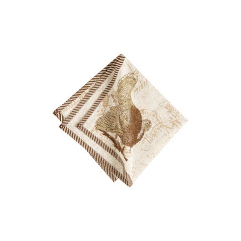 Elegant Turkey Thanksgiving Set of 6 Cloth Napkins