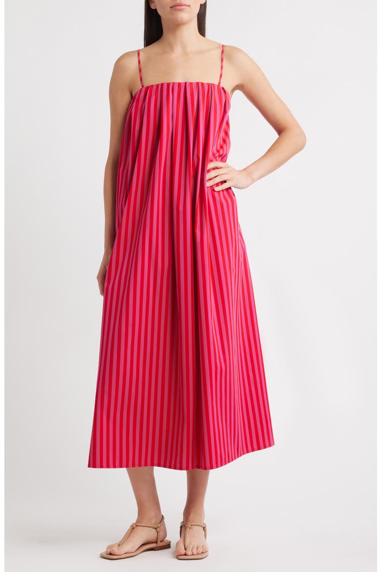 Marsha Stripe Cotton Midi Sundress, Main, color, MODERN FUCHSIA