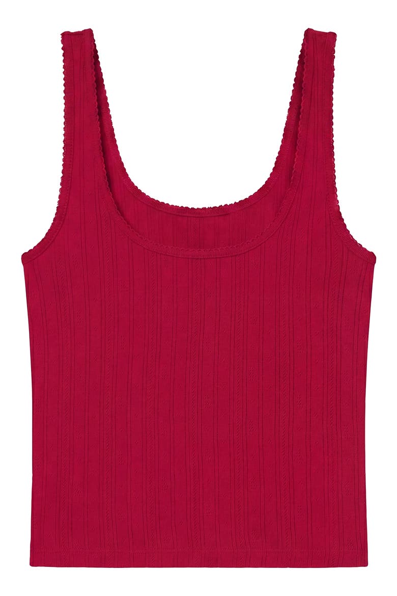 Pointelle Scoop Neck Sleep Tank, Main, color, CAMELLIA RED