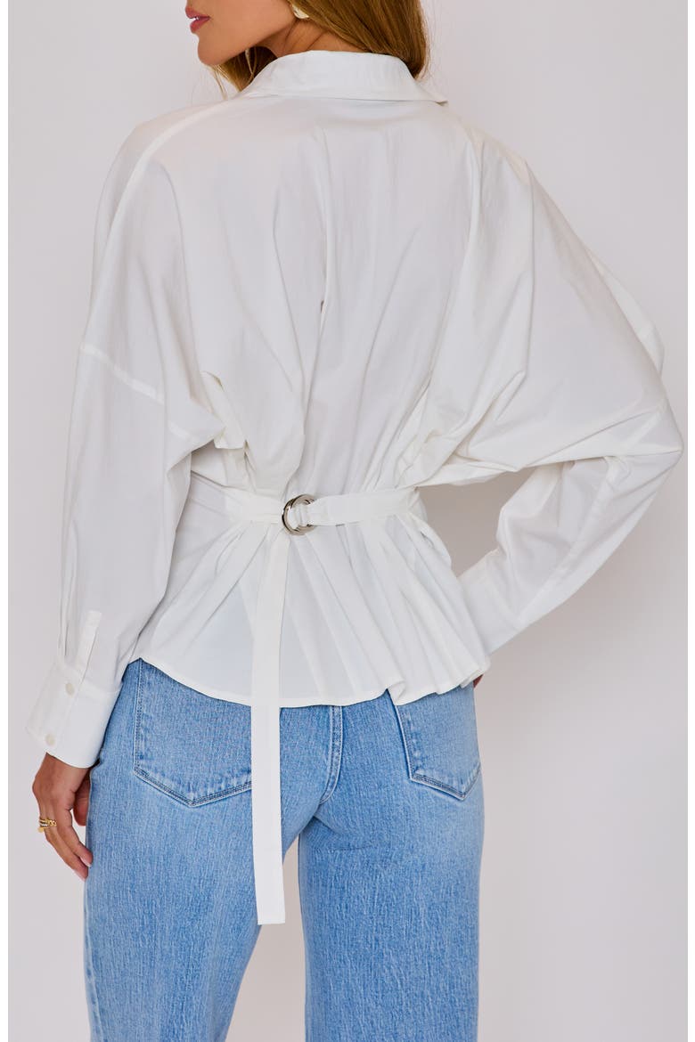 Presley Cotton O-Ring Accent Belted Button-Up Shirt, Alternate, color, WHITE