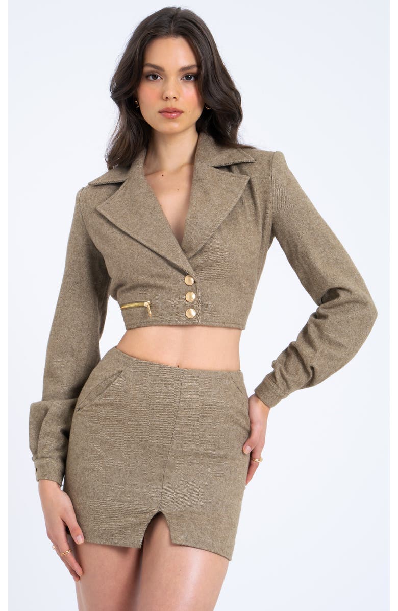 Miss Circle Bailee Vintage Cropped Twill Wool Blend Blazer Jacket, Main, color, Beige