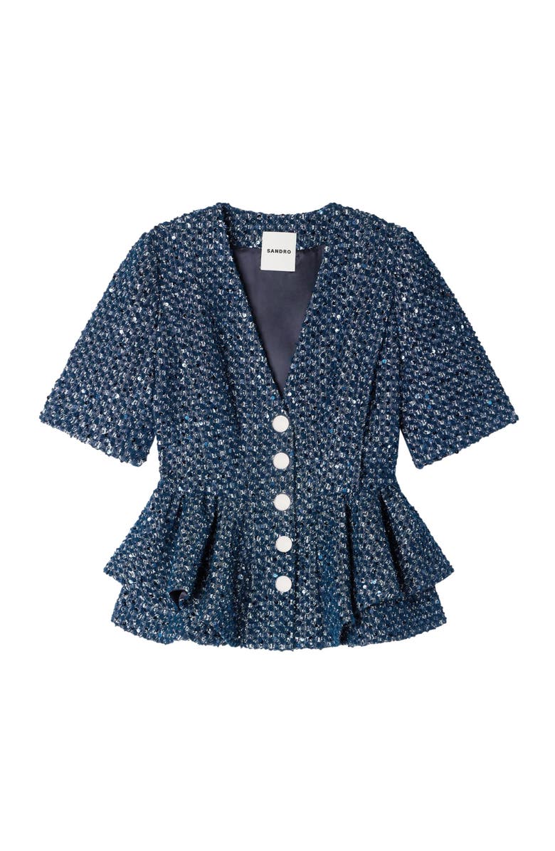 SANDRO Sequinned jacket, Alternate, color, Navy Blue