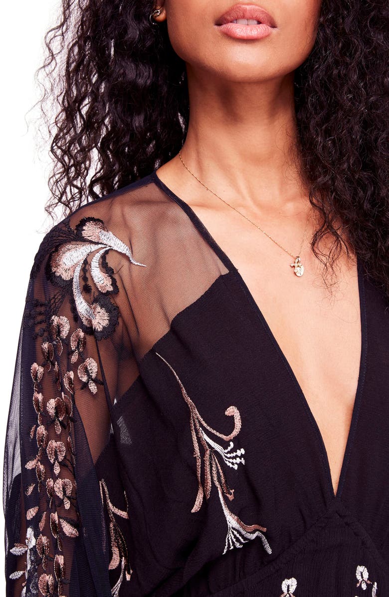 Free People Bonjour Embroidered Illusion Lace Minidress, Alternate, color, 