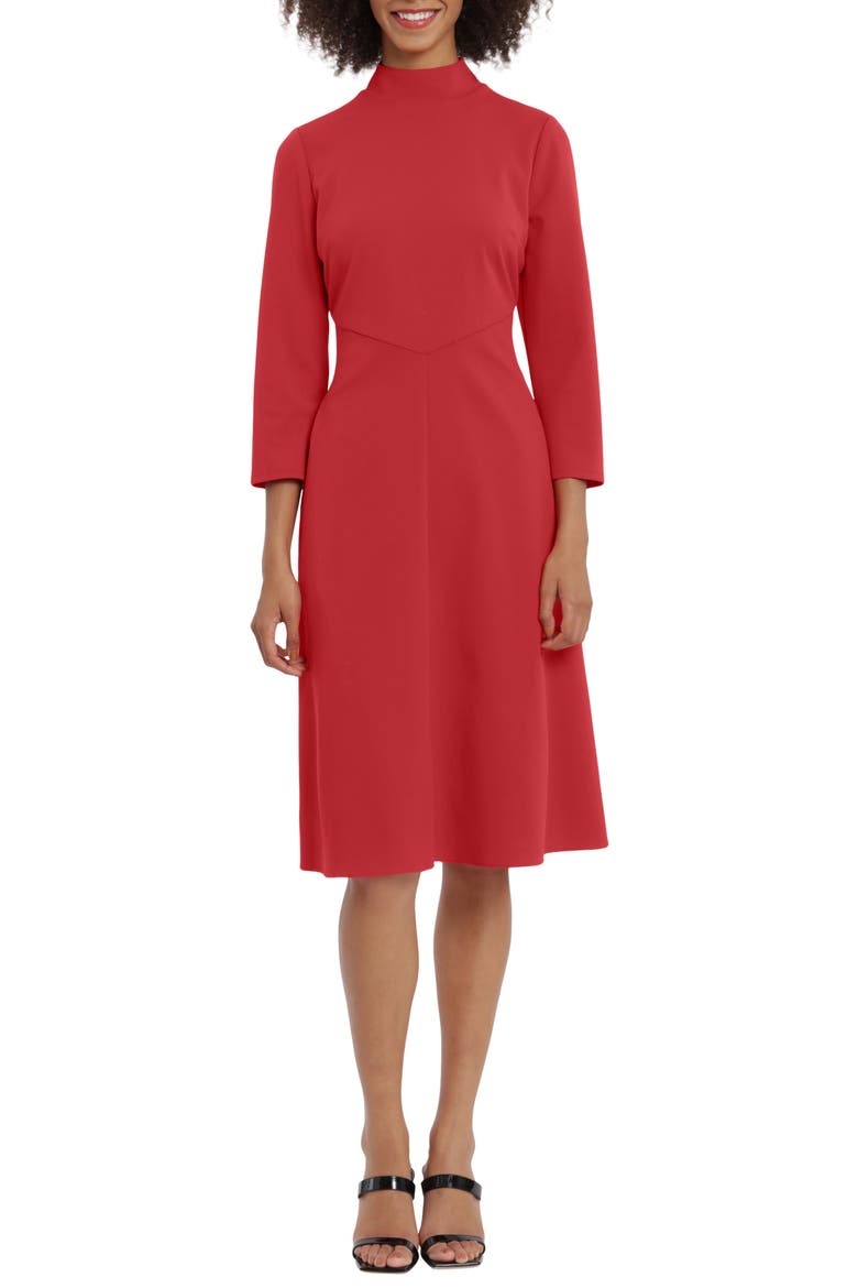 Mock Neck Midi Dress, Main, color, RED DAHLIA