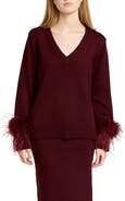 WAYF Bethany Feather Trim Sweater