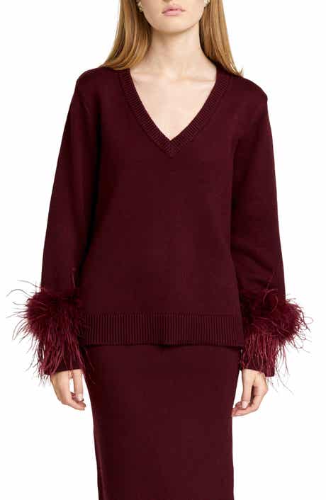 WAYF Bethany Feather Trim Sweater