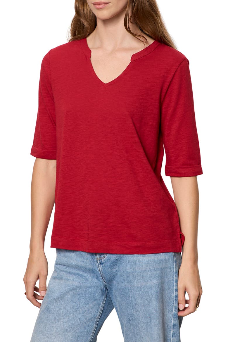 Dolce Notch Neck Top, Alternate, color, RED BERRY
