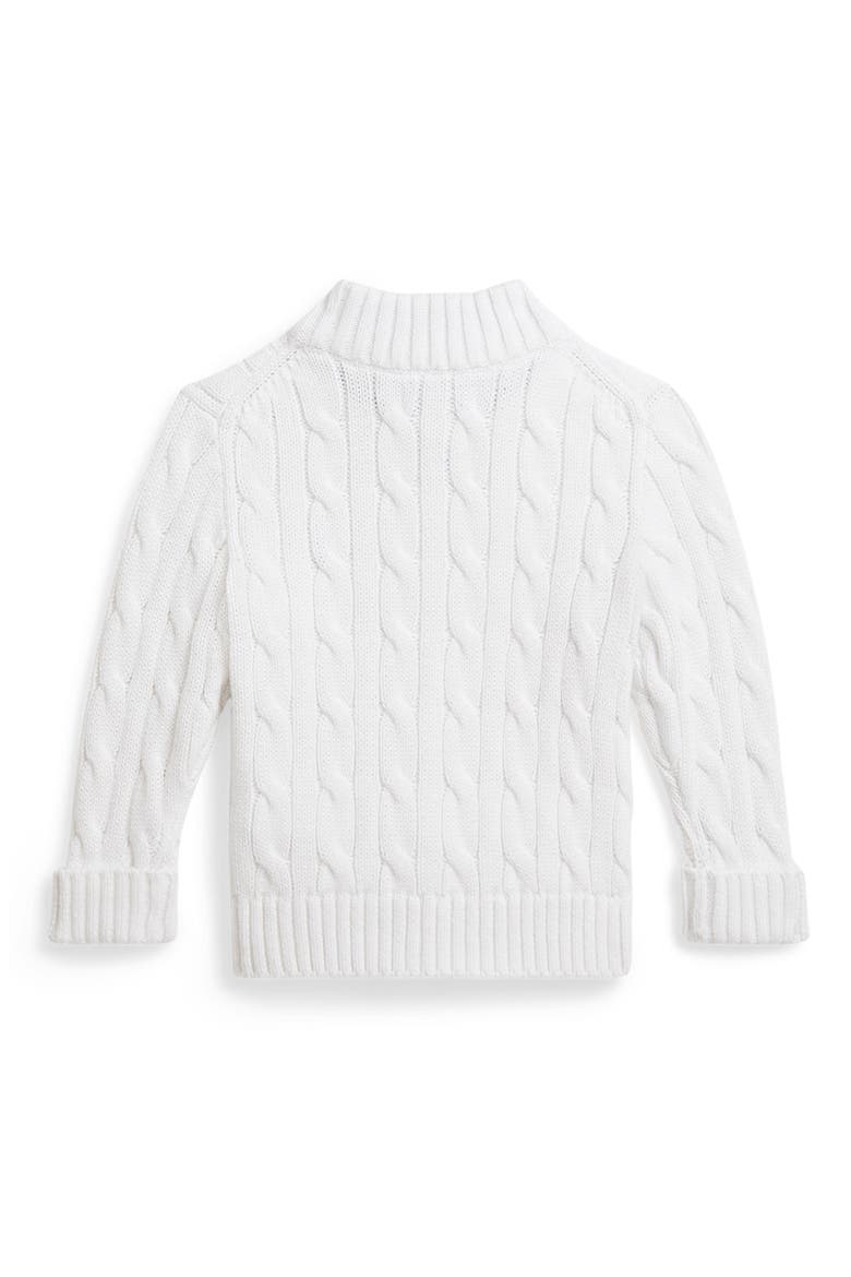 Cotton Cable Zip Cardigan, Alternate, color, WHITE