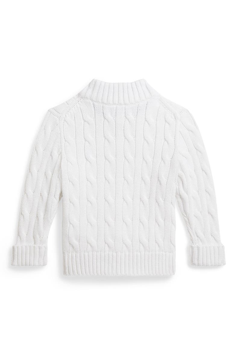 Ralph Lauren Cotton Cable Zip Cardigan, Alternate, color, White