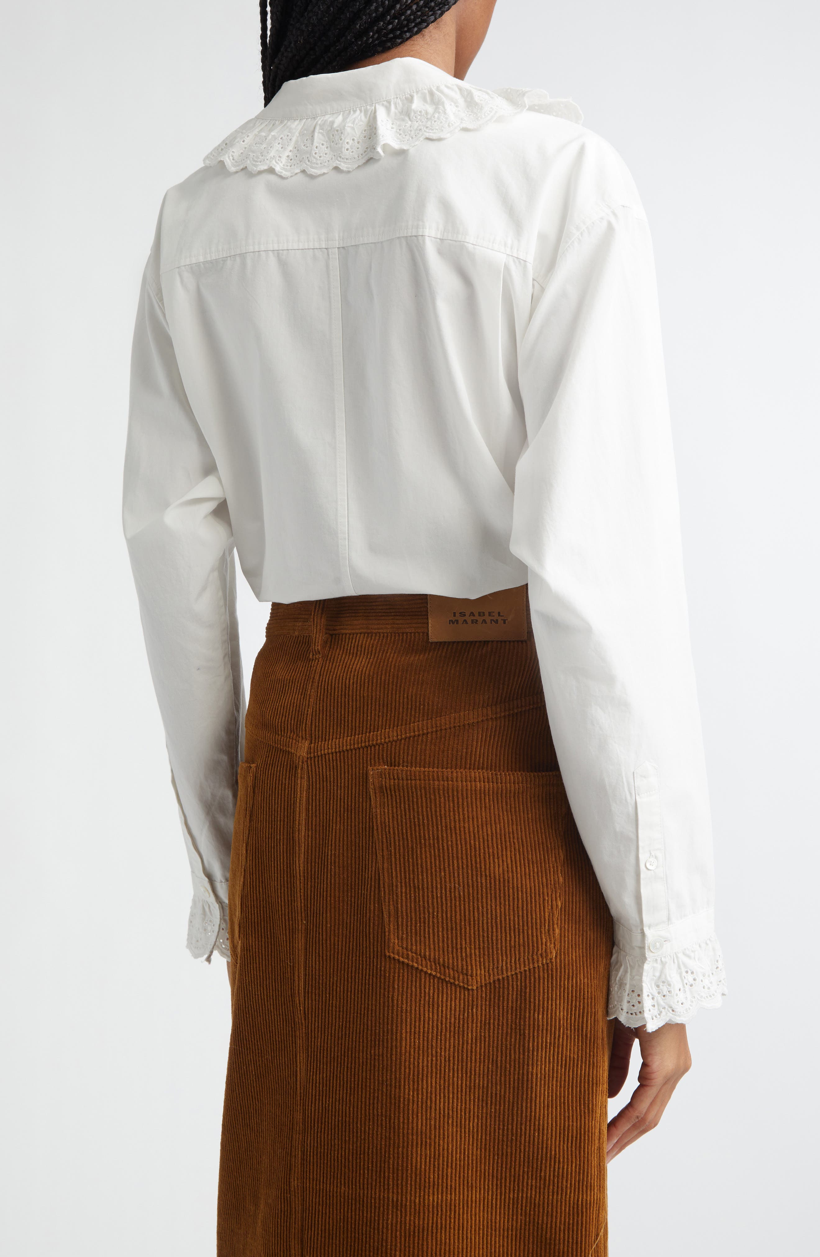 Isabel Marant Étoile Nomia Eyelet Trim Cotton Shirt (Women