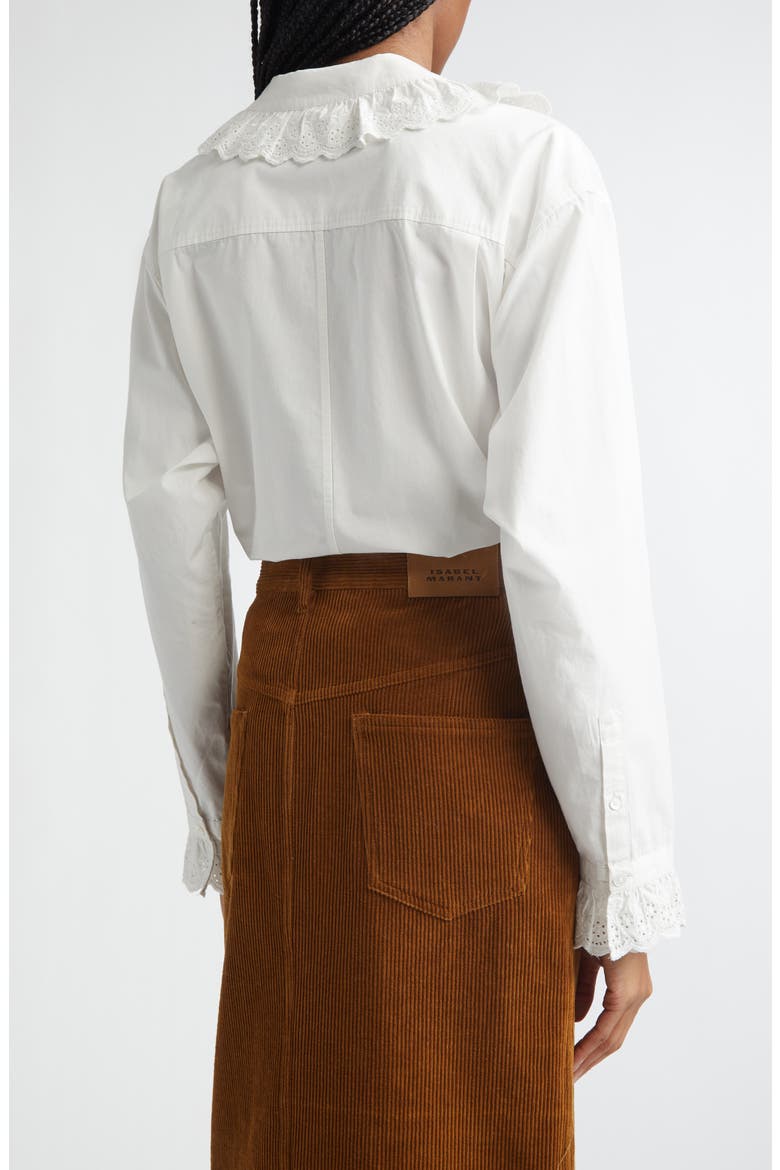 Nomia Eyelet Trim Cotton Shirt, Alternate, color, WHITE