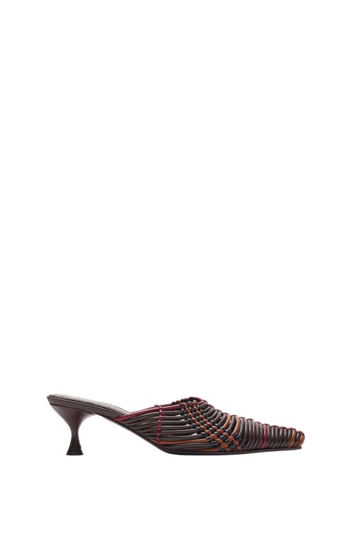Burberry Check Woven Leather Cameo Mules In Red