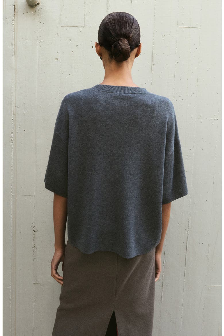 Oversize Short Sleeve Sweater, Alternate, color, CHARCOAL