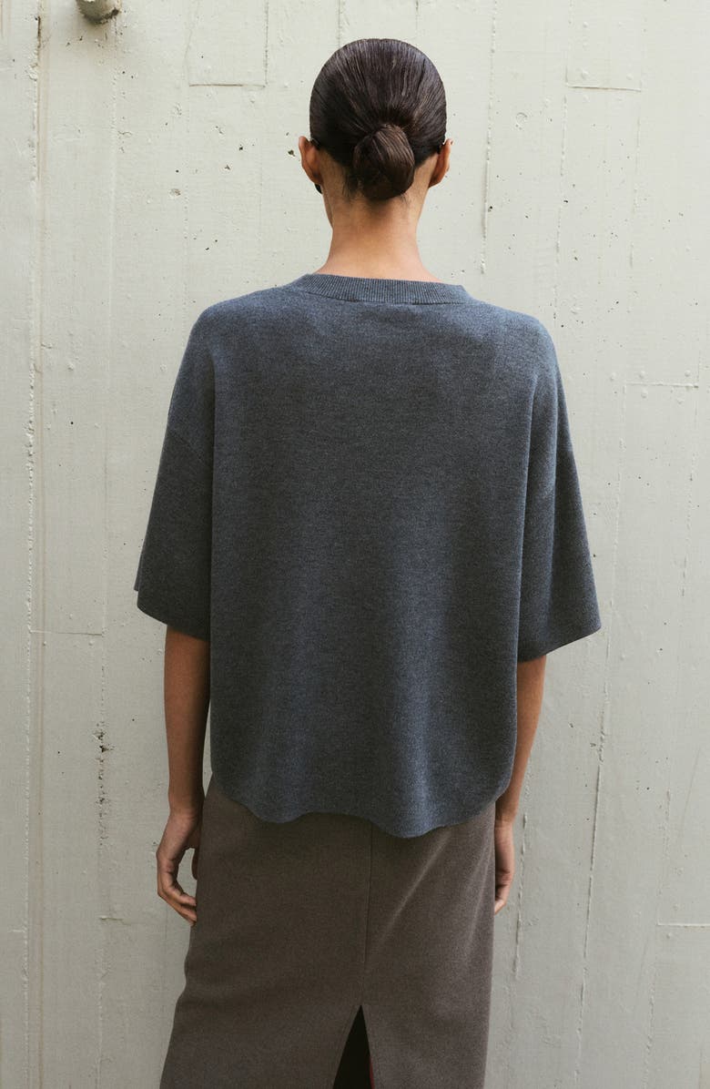 MANGO Oversize Short Sleeve Sweater, Alternate, color, Charcoal