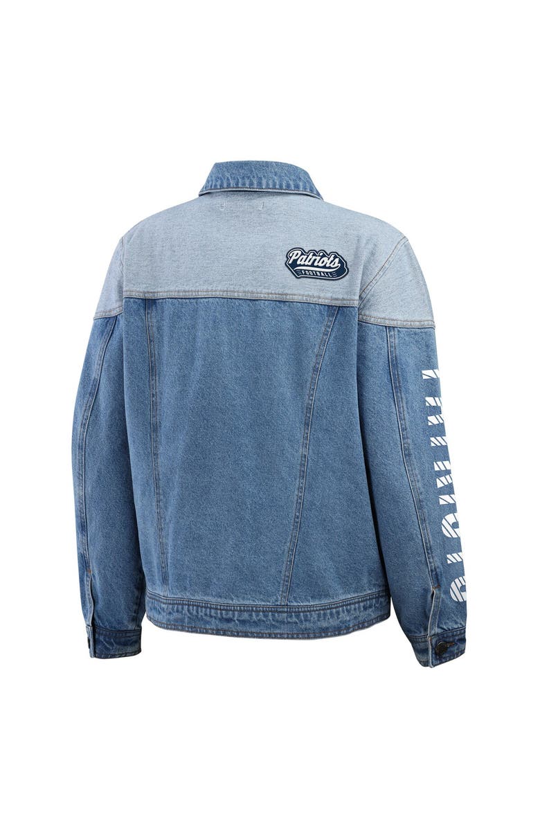 WEAR by Erin Andrews Women's WEAR by Erin Andrews  New England Patriots Full-Button Denim Jacket, Alternate, color, Denim