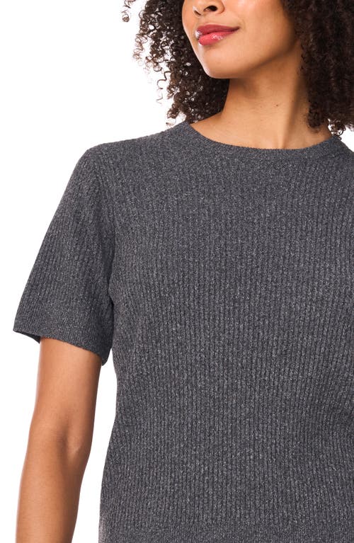 Halogen ® Short Sleeve Rib Sweater Top In Gray