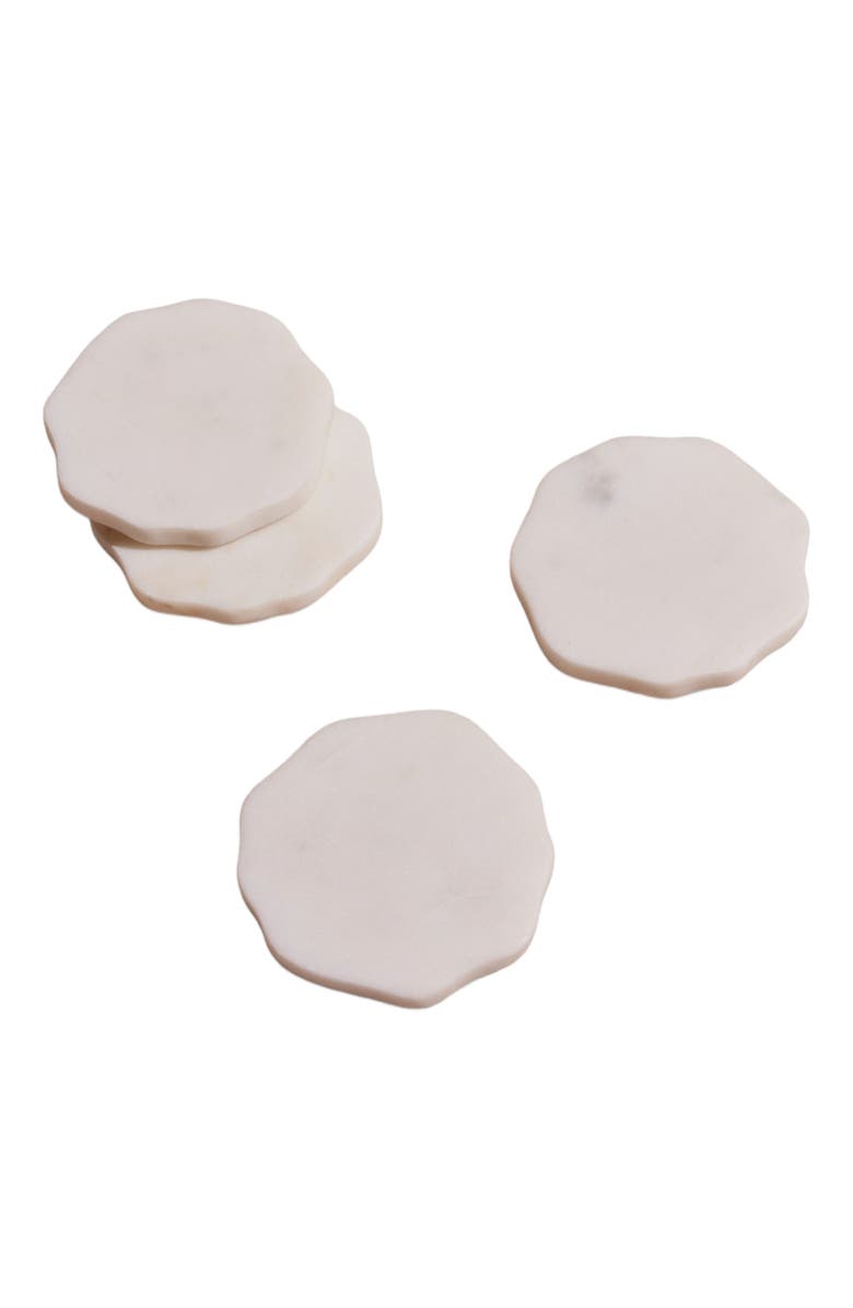 Meso Goods Flor Marble Costers - Set of 4, Main, color, White