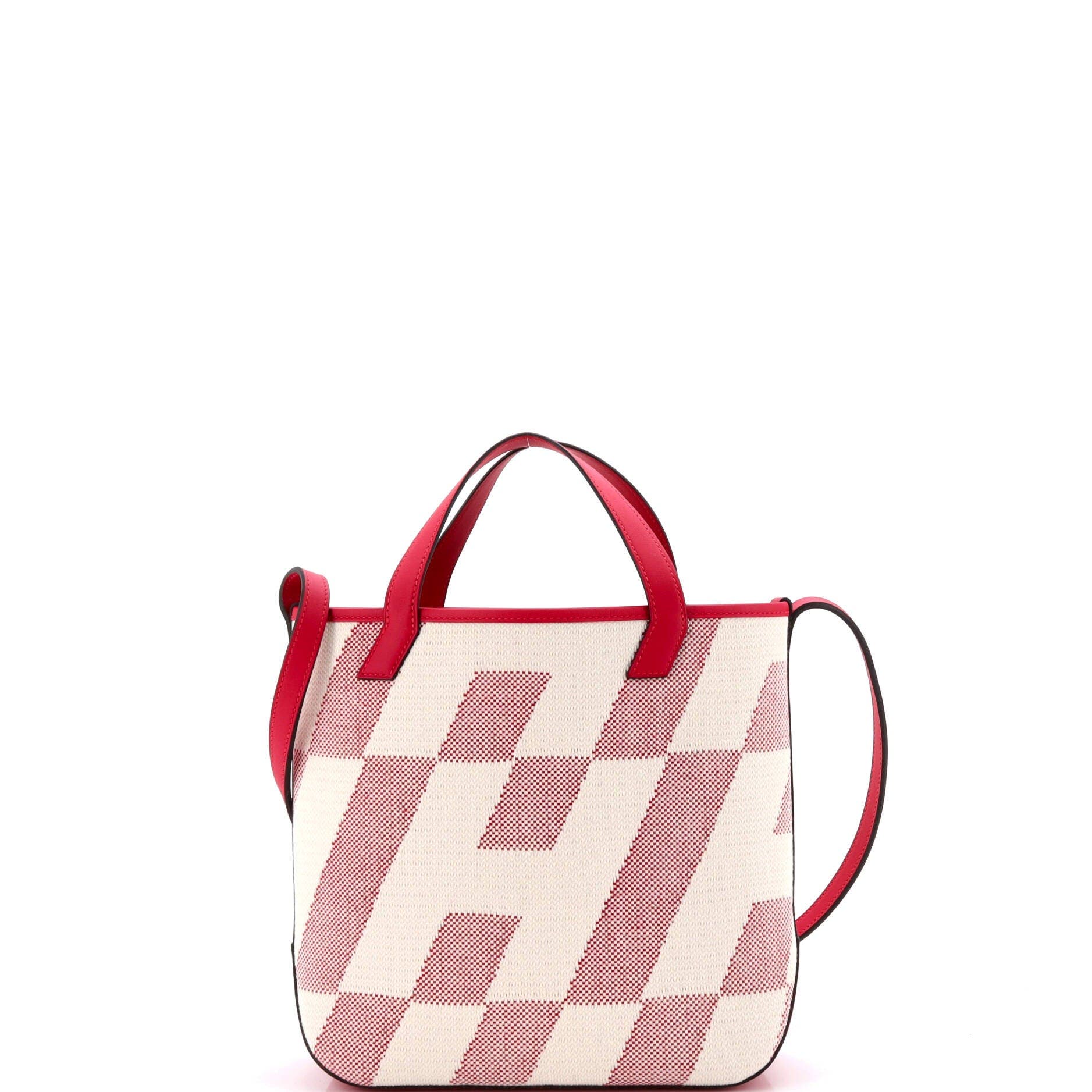 Cabas H en Biais Tote Canvas with Leather 27, Alternate, color, Framboise
