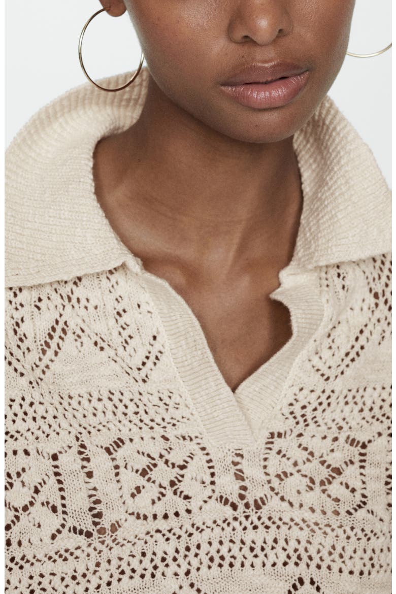 Maldivas Open Stitch Johnny Collar Cotton Polo Sweater, Alternate, color, LIGHT PASTEL GREY