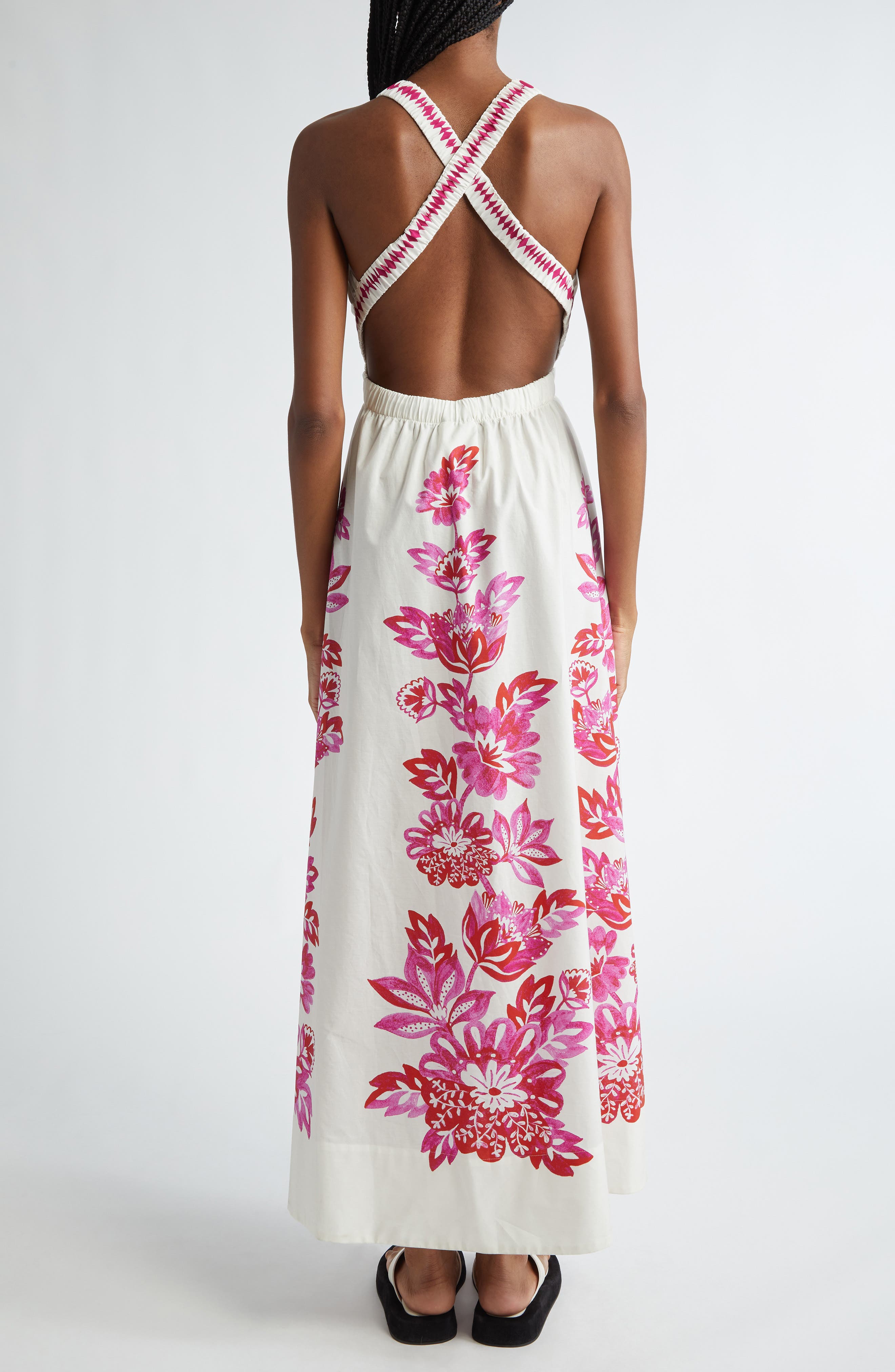 FARM Rio Flowerful Birds Plunge Cotton Sundress (Women) | Nordstromrack