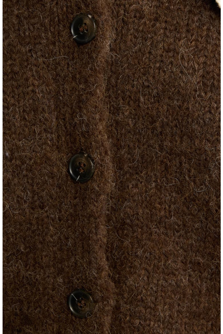 The Crochet Collar Cardigan, Alternate, color, CHOCOLATE BROWN