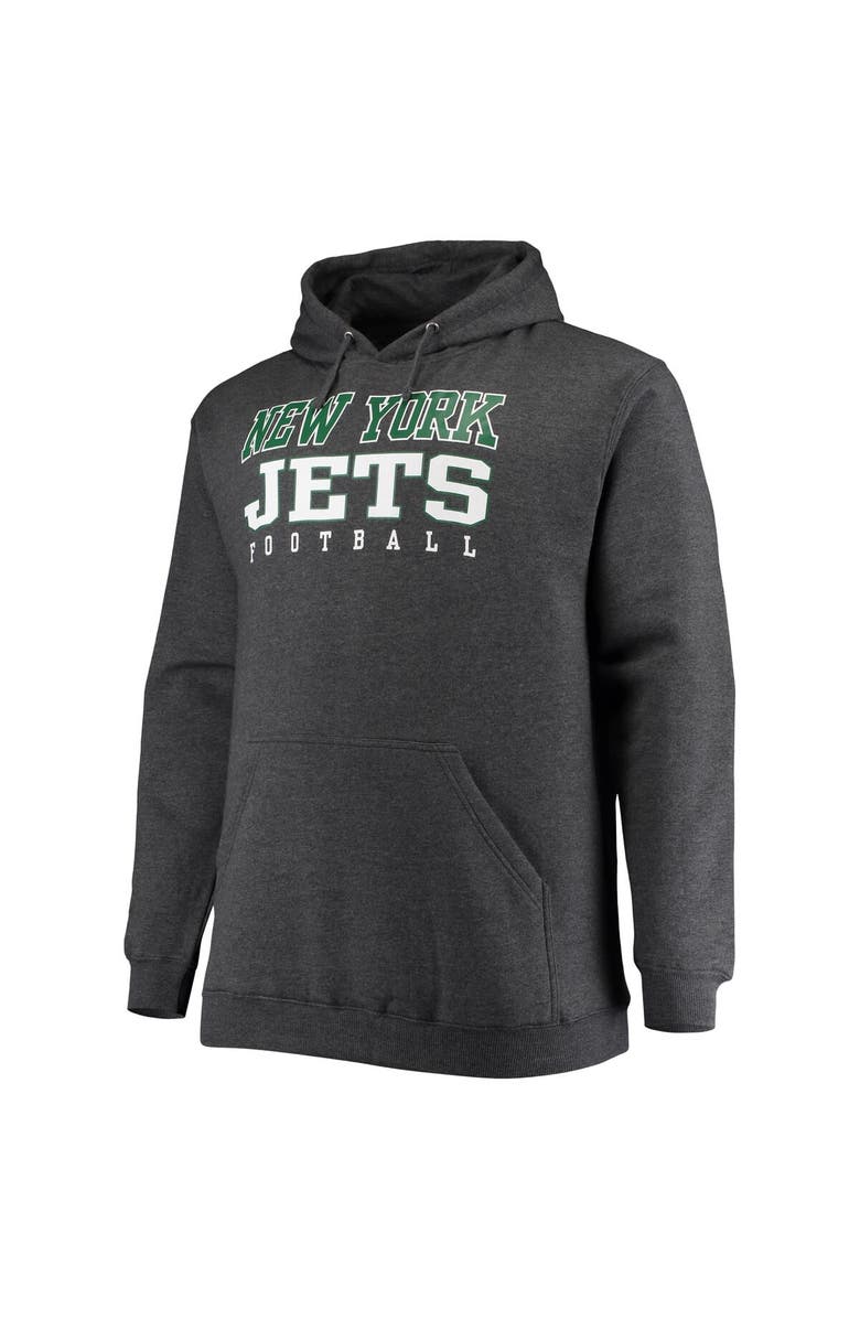 FANATICS Men's Fanatics Branded Heathered Charcoal New York Jets Big & Tall Practice Pullover Hoodie, Alternate, color, 
