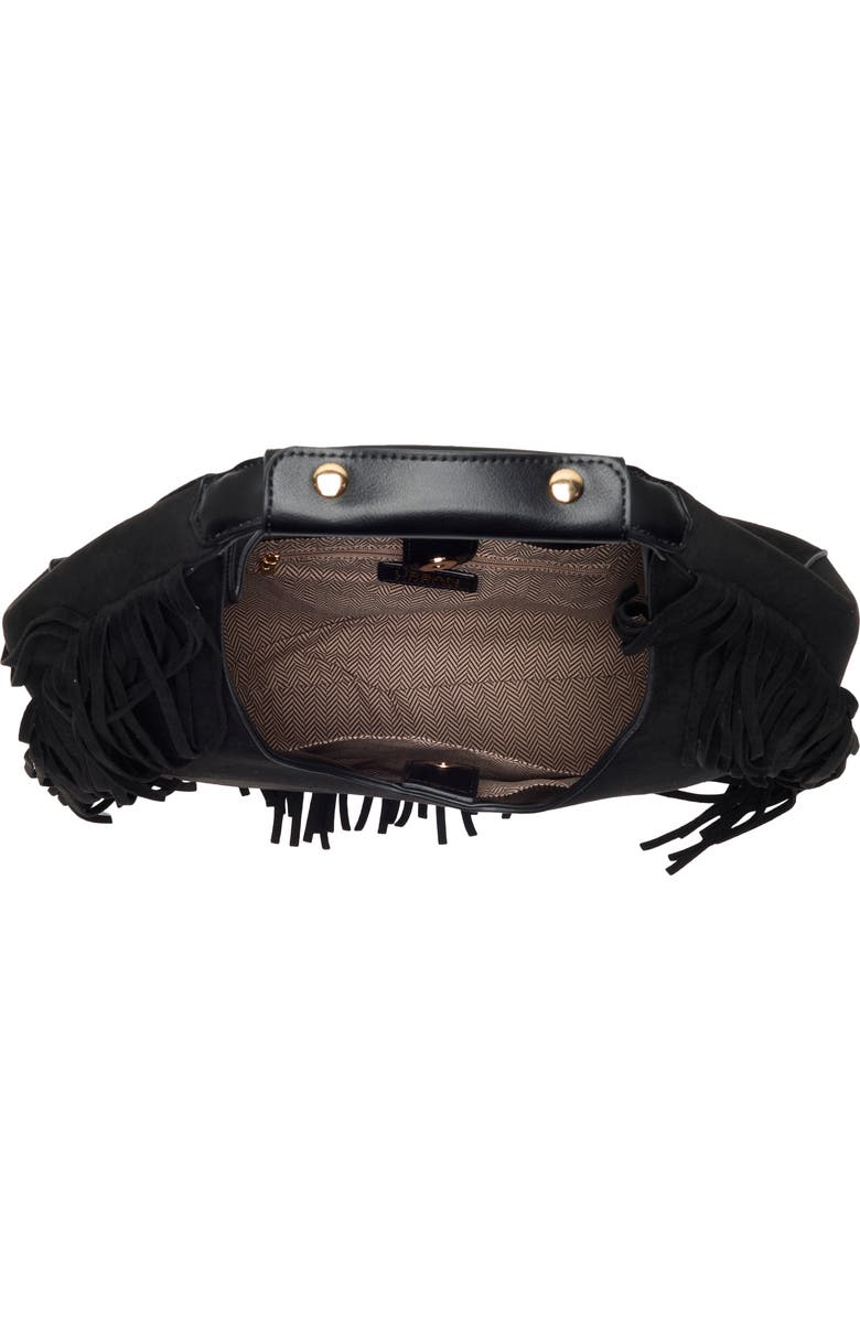 URBAN EXPRESSIONS HANDBAGS Fringe Faux Suede Hobo Bag, Alternate, color, Black