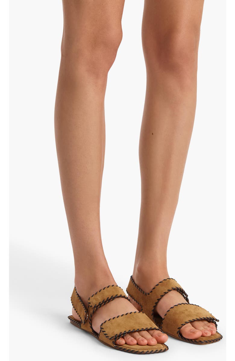 Khaite Boden Whipstitch Slingback Sandal, Alternate, color, Caramel