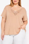BLUEGREY Reversible Lace V Neck T-Shirt