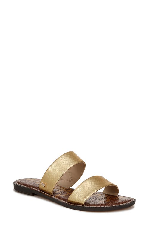 Sam Edelman Gala Double Strap Slide Sandal Gold Faux Leather In Gold