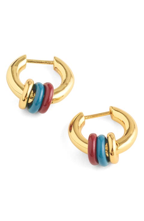 Triple-Ring Huggie Hoop Earrings