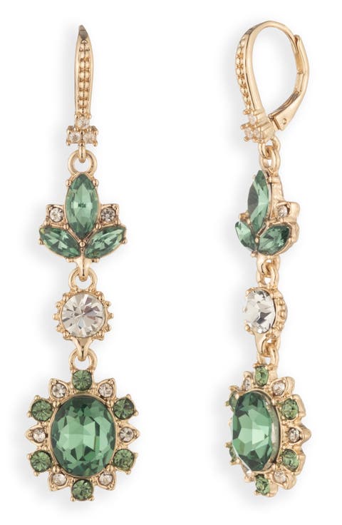 Crystal Stone Double Drop Earrings