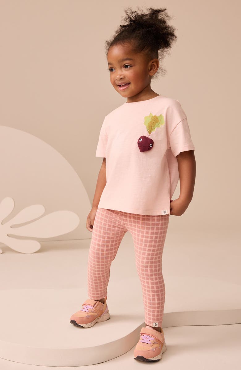 NEXT Kids' Vegetables Cotton Graphic T-Shirt & Check Leggings Set, Alternate, color, Pink