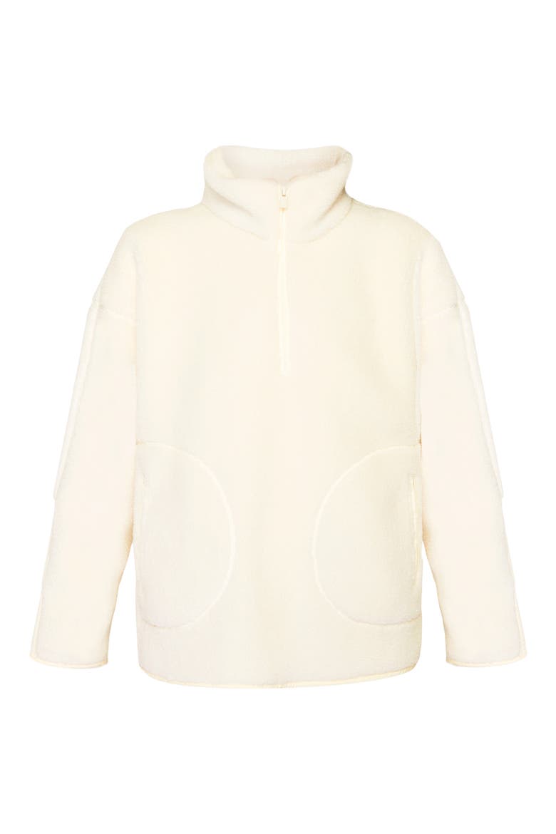 Oversize Fleece Half Zip Top, Alternate, color, STUDIO WHI