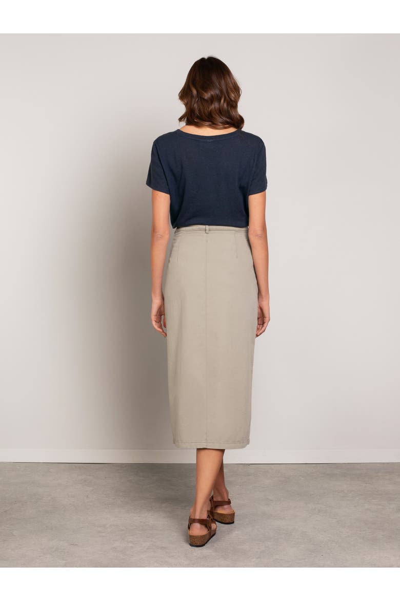 Twill Midi Skirt, Alternate, color, STONE