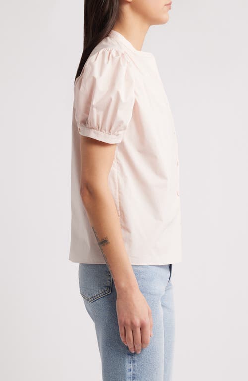 Shop Frame The Gathered Short Sleeve Button-up Shirt In Light Pink
