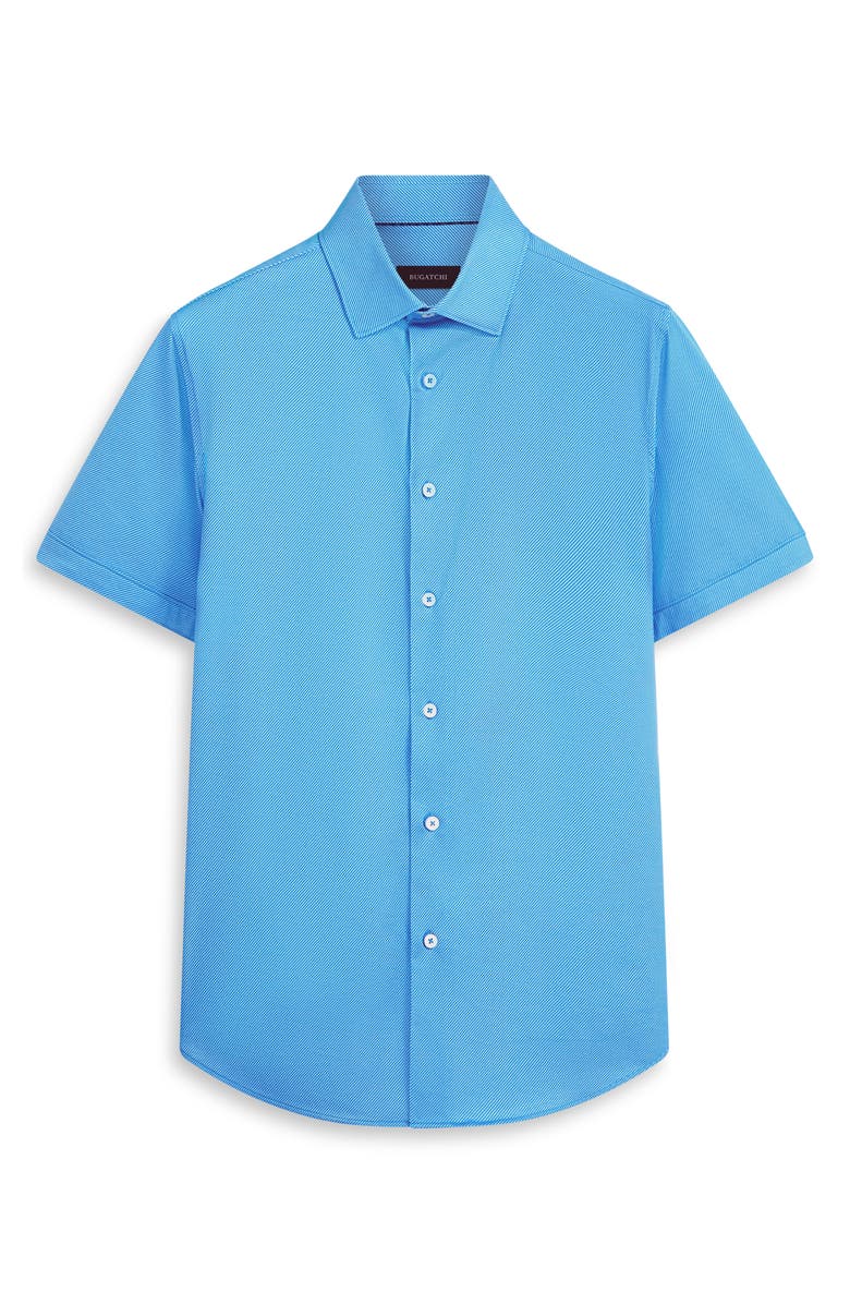 Bugatchi Miles OoohCotton<sup>®</sup> Stripe Short Sleeve Button-Up Shirt, Alternate, color, Classic Blue