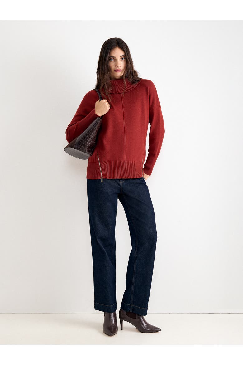 Steph Roll Neck Zip Hem Jumper, Alternate, color, Orange