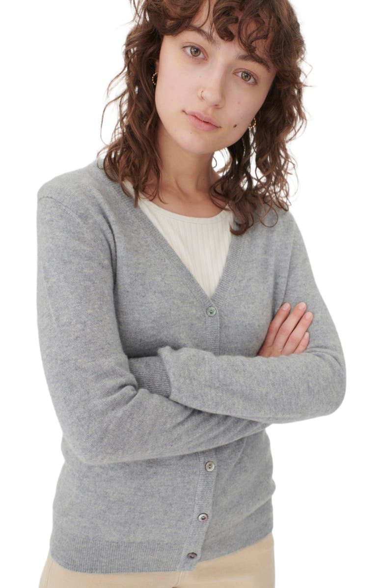 GOBI Mongolian Cashmere Essential Cashmere V-Neck Cardigan, Alternate, color, Vapor Blue