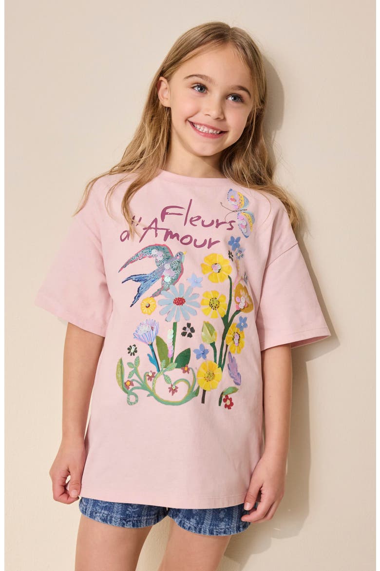 Kids' Sequin Floral T-Shirt, Alternate, color, PINK